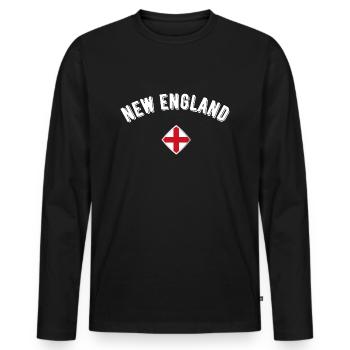 new england - T-shirt manches longues Premium bio Homme - noir - Devant - Nico (187cm)