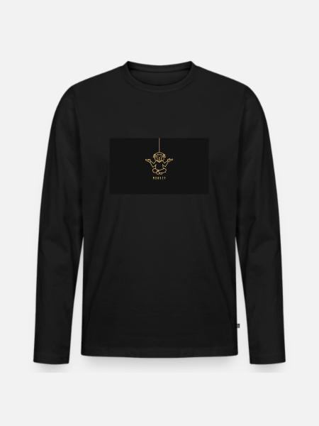 Monkey - Männer Premium Bio Langarmshirt - Schwarz