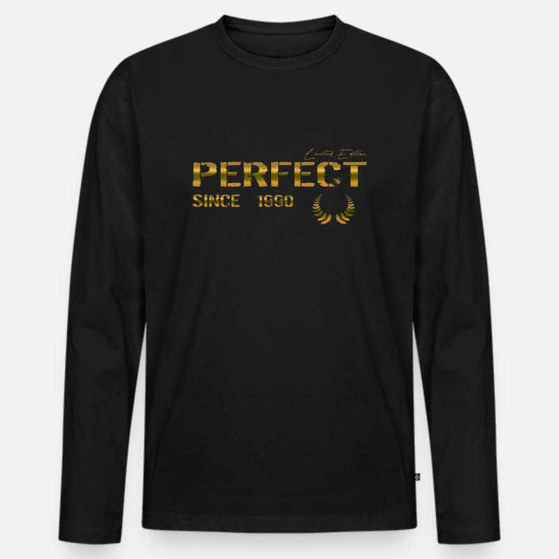 Perfect since 1990 - Männer Premium Bio Langarmshirt - Schwarz