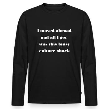 Auswandern Spruch Englisch lustig - Männer Premium Bio Langarmshirt - Schwarz - Vorne - Nico (187cm)