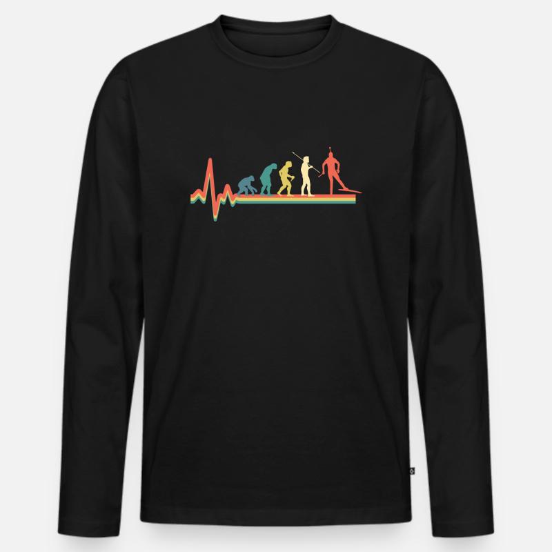 Evolution Biathlon Wintersport Retro - Männer Premium Bio Langarmshirt - Schwarz
