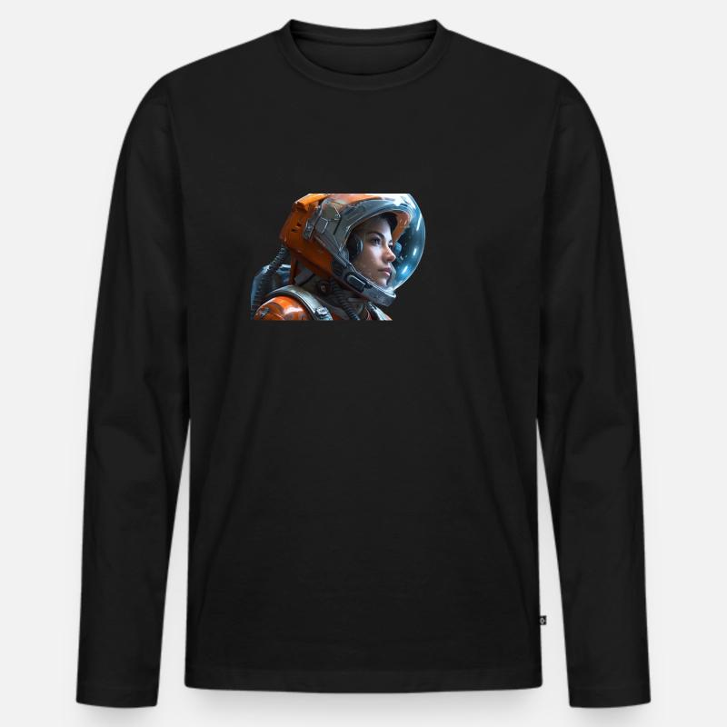 Astronautin - Männer Premium Bio Langarmshirt - Schwarz
