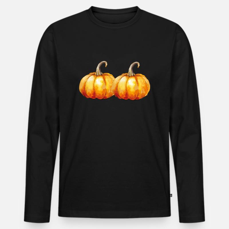 kürbisse - Männer Premium Bio Langarmshirt - Schwarz