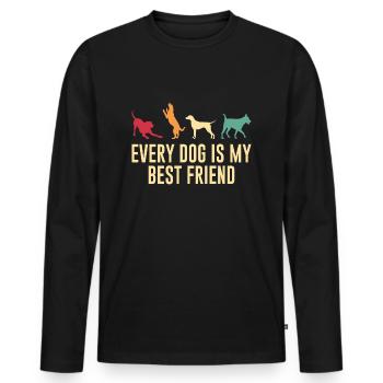 Dog Dogs Funny Saying Vintage - Men's Premium Organic Long Sleeve Shirt - black - Front - Nico (187cm)