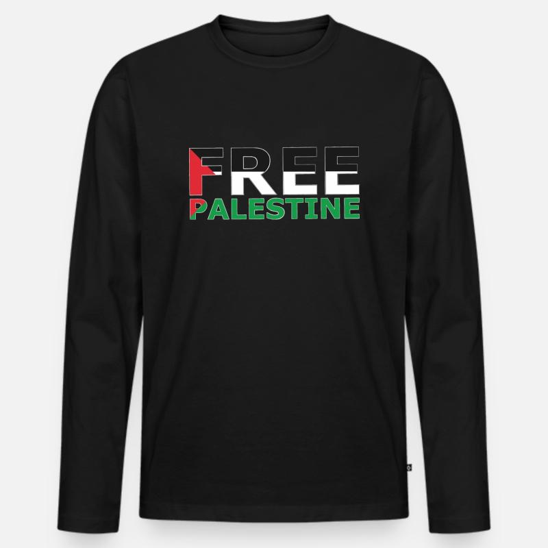 FREIER PALÄSTINA - Männer Premium Bio Langarmshirt - Schwarz