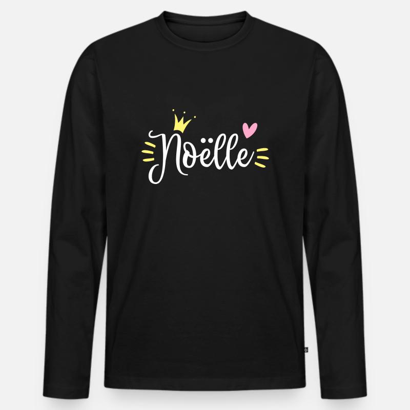 Noëlle Name Krone - Männer Premium Bio Langarmshirt - Schwarz