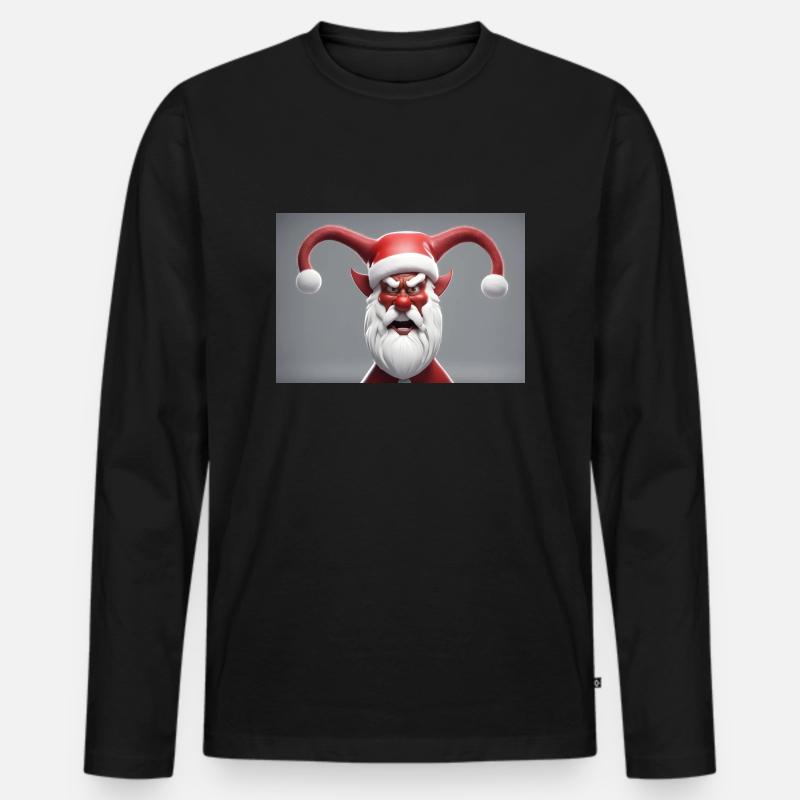 Wütender Weihnachtsmann - Männer Premium Bio Langarmshirt - Schwarz