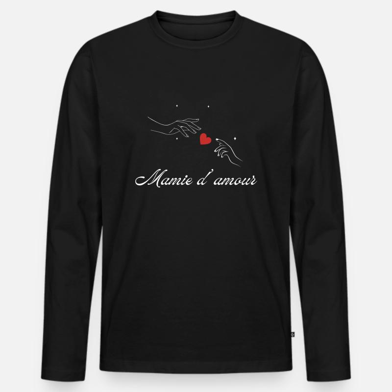 Oma der Liebe - Männer Premium Bio Langarmshirt - Schwarz