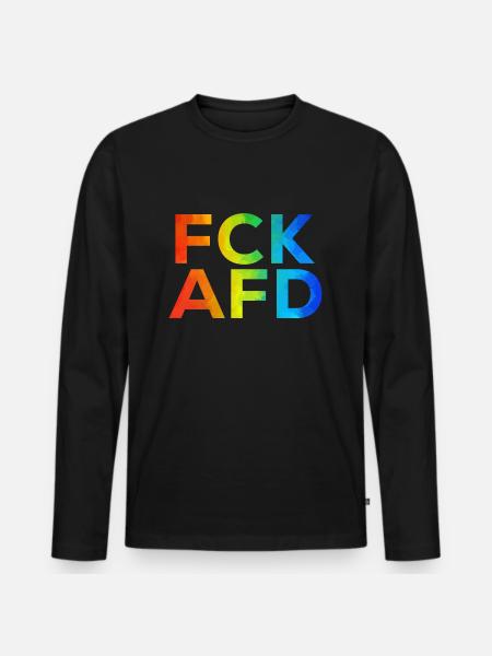 FCK AFD Regenbogen - Männer Premium Bio Langarmshirt - Schwarz