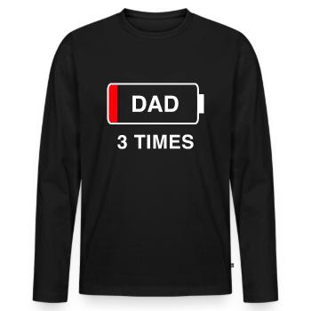 Papa 3 mal - Männer Premium Bio Langarmshirt - Schwarz - Vorne - Nico (187cm)