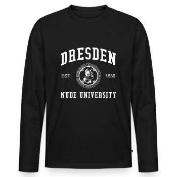 Université nue de Dresde Uni Hochschule Universität - T-shirt manches longues Premium bio Homme - noir - Devant - Nico (187cm)