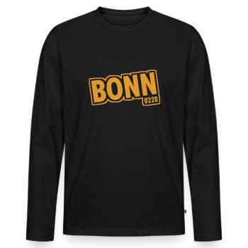 Bonn 0228 Vorwahl - Männer Premium Bio Langarmshirt - Schwarz - Vorne - Nico (187cm)