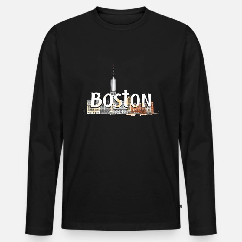 Boston USA Geschenkidee - Männer Premium Bio Langarmshirt - Schwarz