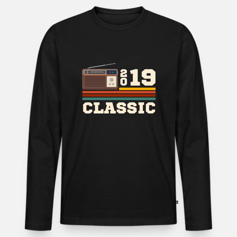 Jubiläum 2019 Retro Klassiker - Männer Premium Bio Langarmshirt - Schwarz
