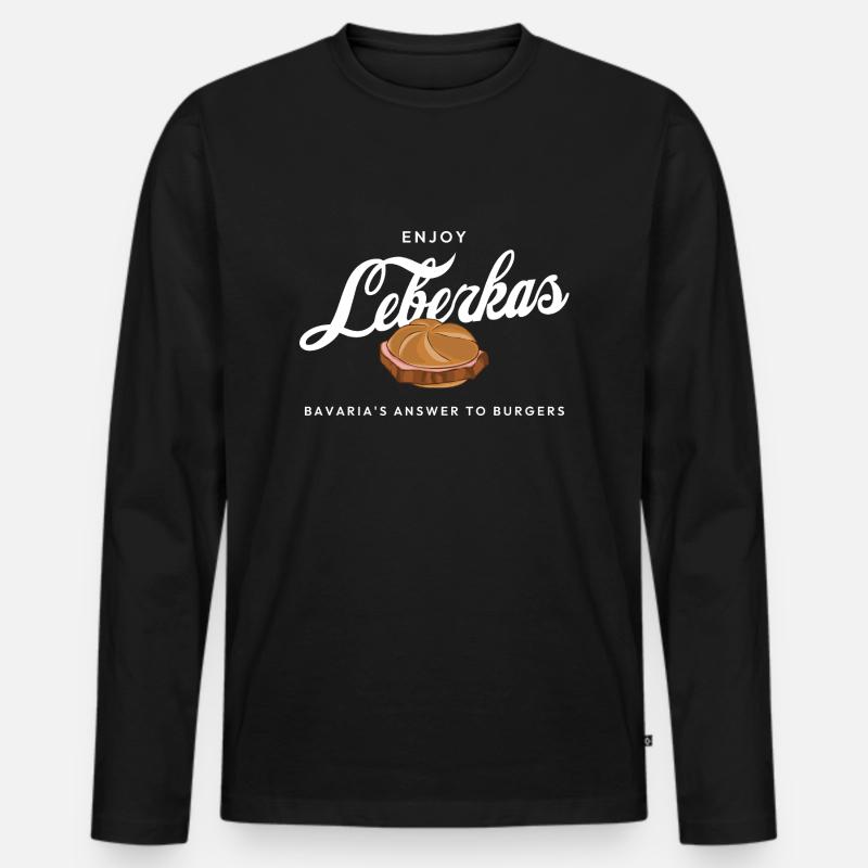 Enjoy Leberkas - Männer Premium Bio Langarmshirt - Schwarz
