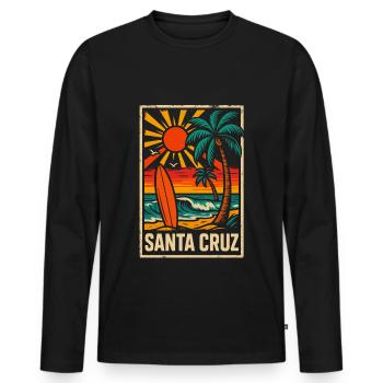 Santa Cruz Retro 70er 80er Vintage - Männer Premium Bio Langarmshirt - Schwarz - Vorne - Nico (187cm)