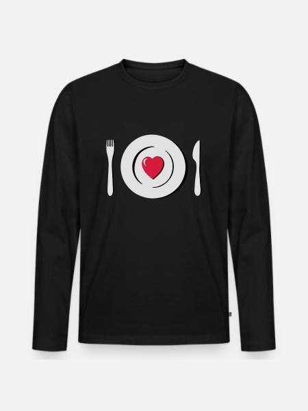 heart love eating g1 - Men's Premium Organic Long Sleeve Shirt - black