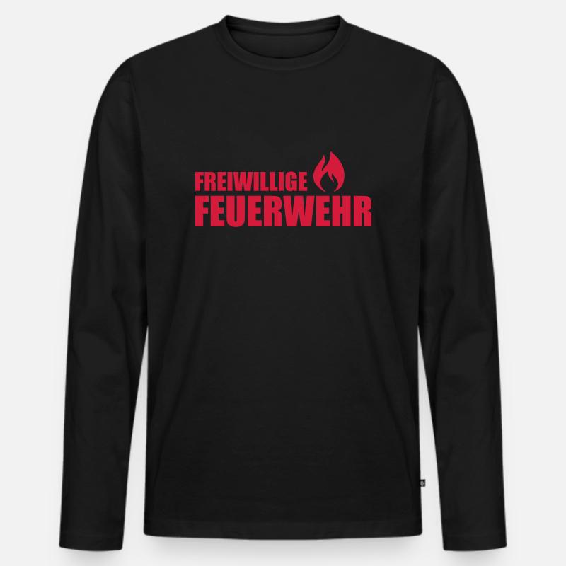 Feuerwehr - Männer Premium Bio Langarmshirt - Schwarz
