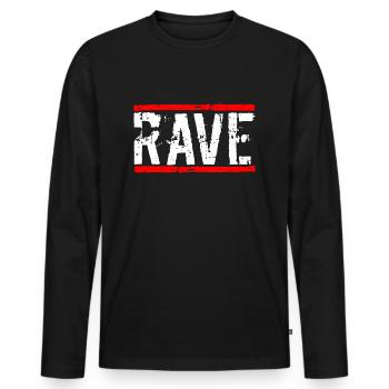 Rave techno - T-shirt manches longues Premium bio Homme - noir - Devant - Nico (187cm)