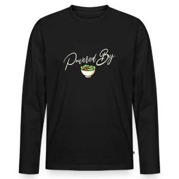 Powered by Salad vegan vegetarian - Men's Premium Organic Long Sleeve Shirt - black - Front - Nico (187cm)