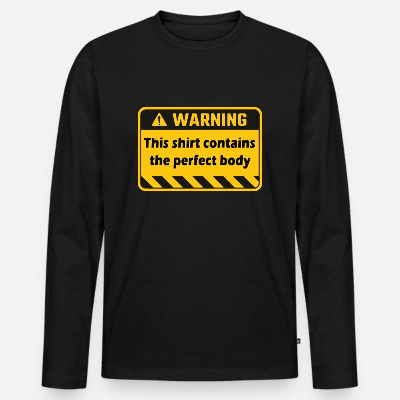 Warnung - Männer Premium Bio Langarmshirt - Schwarz