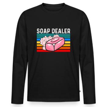 Savon Soap Dealer faire hobby - T-shirt manches longues Premium bio Homme - noir - Devant - Nico (187cm)