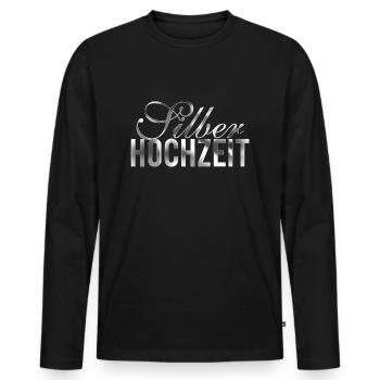 Silberhochzeit silberne Hochzeit 25 Jahre Geschenk - Männer Premium Bio Langarmshirt - Schwarz - Vorne - Nico (187cm)
