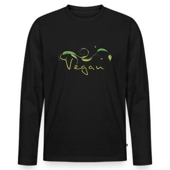 Vegan ! - Männer Premium Bio Langarmshirt - Schwarz - Vorne - Nico (187cm)