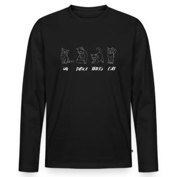 UN DEUX TROIS CAT - Men's Premium Organic Long Sleeve Shirt - black - Front - Nico (187cm)