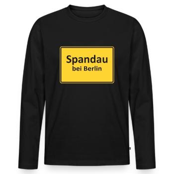 Spandau Ortseingang - Männer Premium Bio Langarmshirt - Schwarz - Vorne - Nico (187cm)