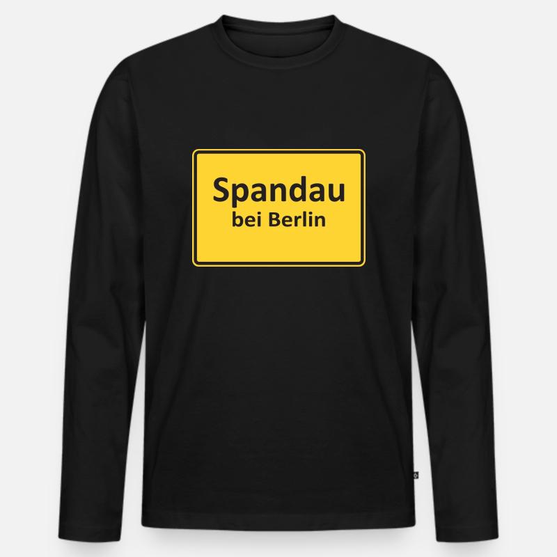 Spandau Ortseingang - Männer Premium Bio Langarmshirt - Schwarz