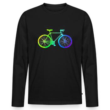 Fahrrad | Fahrradfahrer | Mountainbike | Radfahrer - Männer Premium Bio Langarmshirt - Schwarz - Vorne - Nico (187cm)