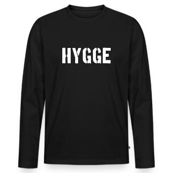 Hygge - Danish tradition - Attitude to life - Nice - Men's Premium Organic Long Sleeve Shirt - black - Front - Nico (187cm)