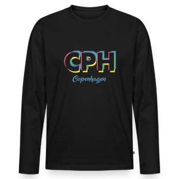 Copenhague - CPH - Copenhague - Dänemark - Danemark - T-shirt manches longues Premium bio Homme - noir - Devant - Nico (187cm)