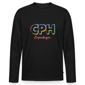 Copenhague - CPH - Copenhague - Dänemark - Danemark - T-shirt manches longues Premium bio Homme - noir - Devant - Nico (187cm)