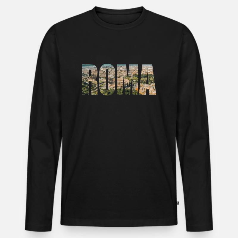 roma rom - Männer Premium Bio Langarmshirt - Schwarz