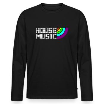House Music LGBTQI+ Pixel Rainbow - Männer Premium Bio Langarmshirt - Schwarz - Vorne - Nico (187cm)