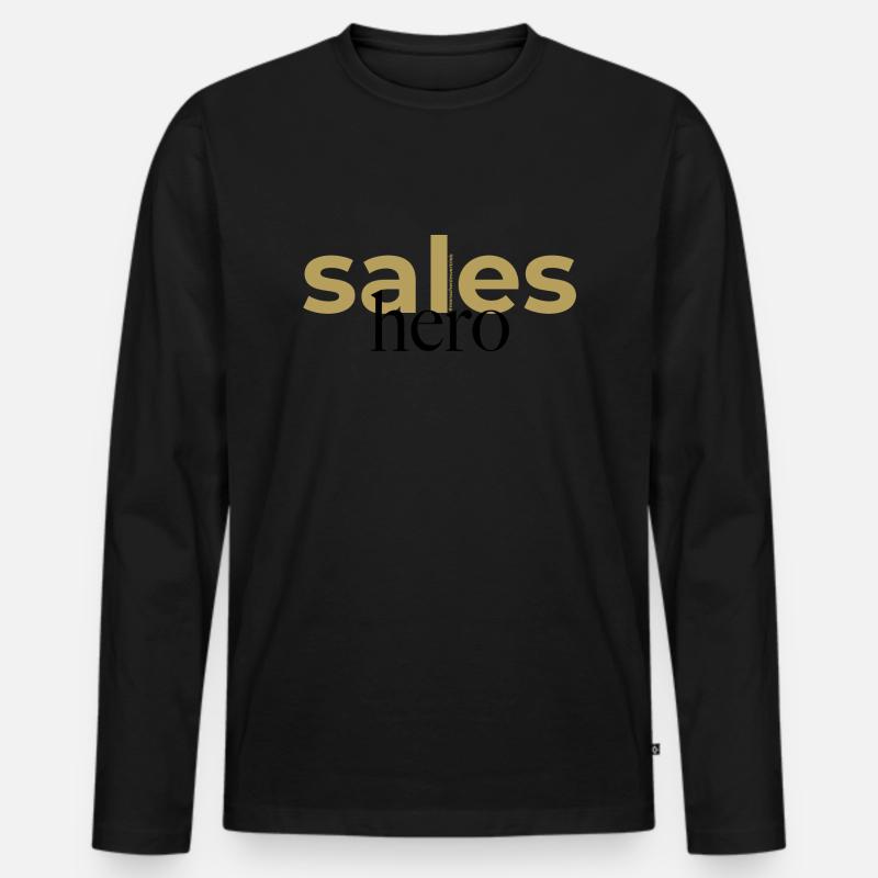 Sales Hero Spruch - Männer Premium Bio Langarmshirt - Schwarz