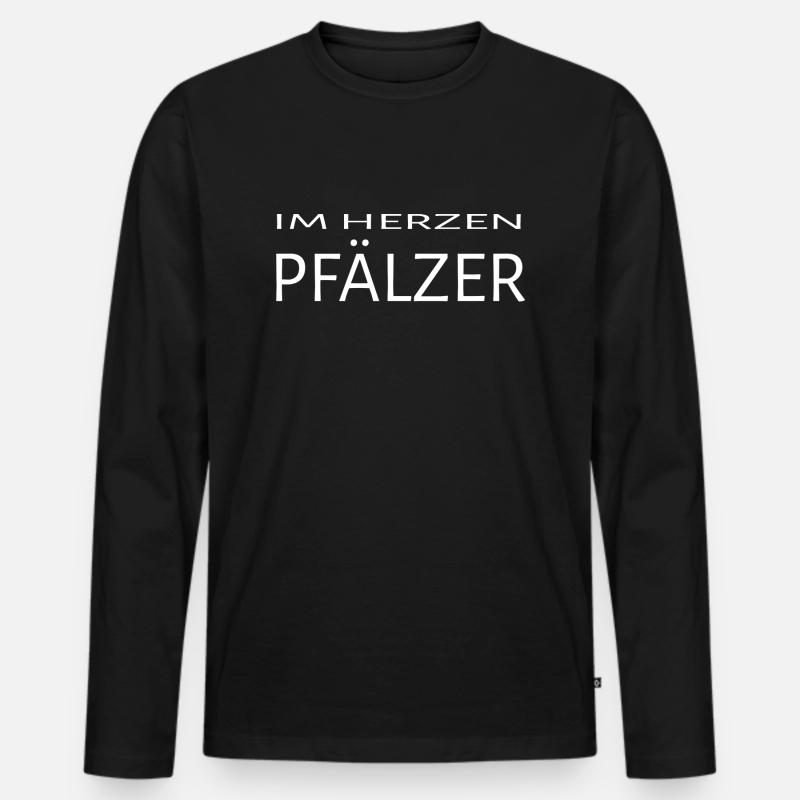 IM HERZEN PFÄLZER - Männer Premium Bio Langarmshirt - Schwarz