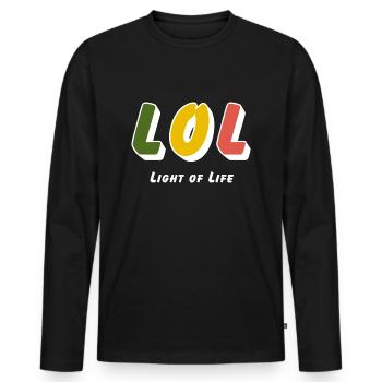 LOL - Light of Life - Men's Premium Organic Long Sleeve Shirt - black - Front - Nico (187cm)