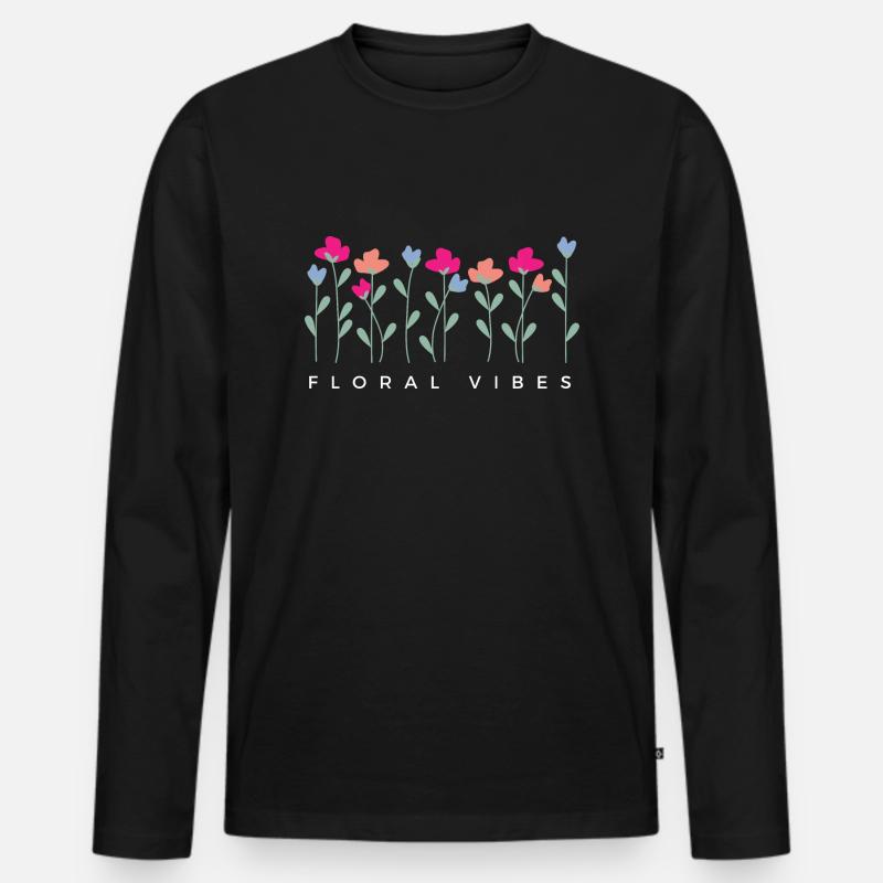 Blumige Vibes - Geschenkidee - Männer Premium Bio Langarmshirt - Schwarz