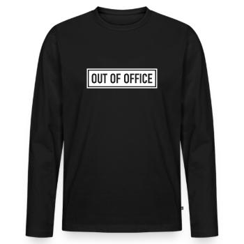 out of office - Nicht im Büro - ausserhaus - Men's Premium Organic Long Sleeve Shirt - black - Front - Nico (187cm)
