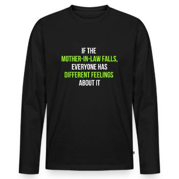 Belle-mère disant anglais - T-shirt manches longues Premium bio Homme - noir - Devant - Nico (187cm)