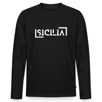 Sicilia - Maglia a manica lunga ecologica premium da uomo - nero - Fronte - Nico (187cm)