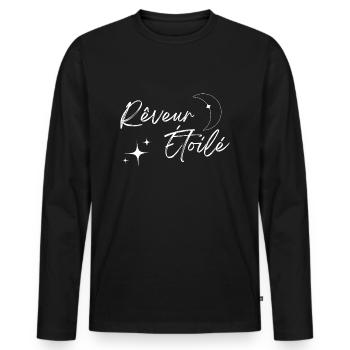 Rêveur étoilé - T-shirt manches longues Premium bio Homme - noir - Devant - Nico (187cm)