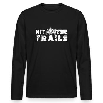 Trail Run Ultra Running Mountain Trekking Running - Men's Premium Organic Long Sleeve Shirt - black - Front - Nico (187cm)