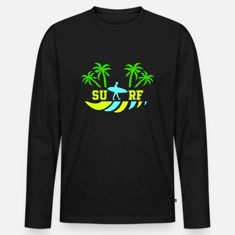 surf - Männer Premium Bio Langarmshirt - Schwarz
