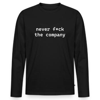 never f*ck the company white - Männer Premium Bio Langarmshirt - Schwarz - Vorne - Nico (187cm)