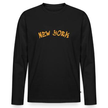 New York - NY - NYC - Manhattan - Brooklyn - USA - Men's Premium Organic Long Sleeve Shirt - black - Front - Nico (187cm)