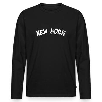 New York - NY - NYC - Manhattan - Brooklyn - USA - Men's Premium Organic Long Sleeve Shirt - black - Front - Nico (187cm)